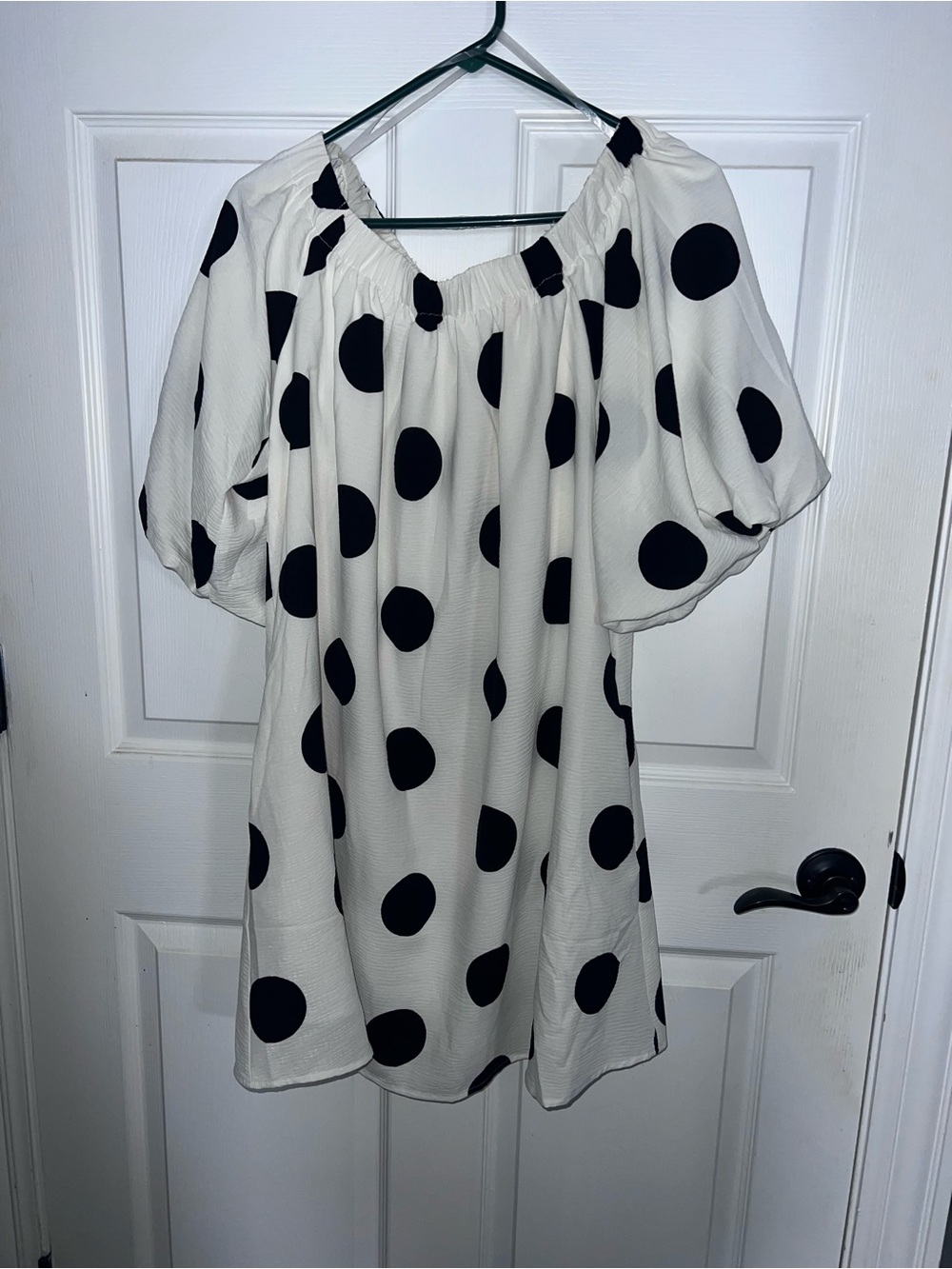 Cato White Dress with Black Polka Dots